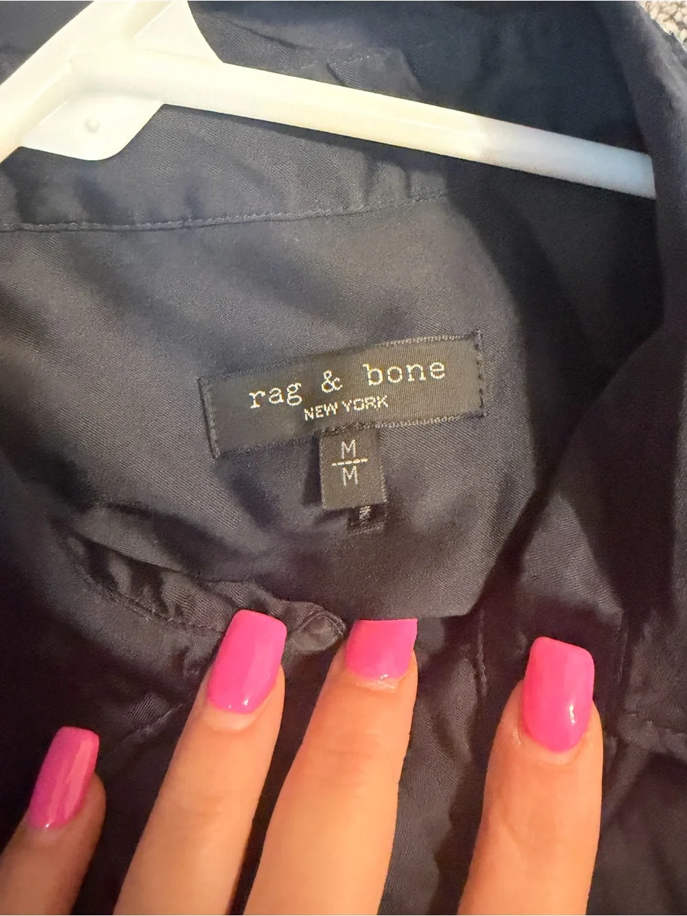 rag & bone navy blue Silk Button Front Shirt M